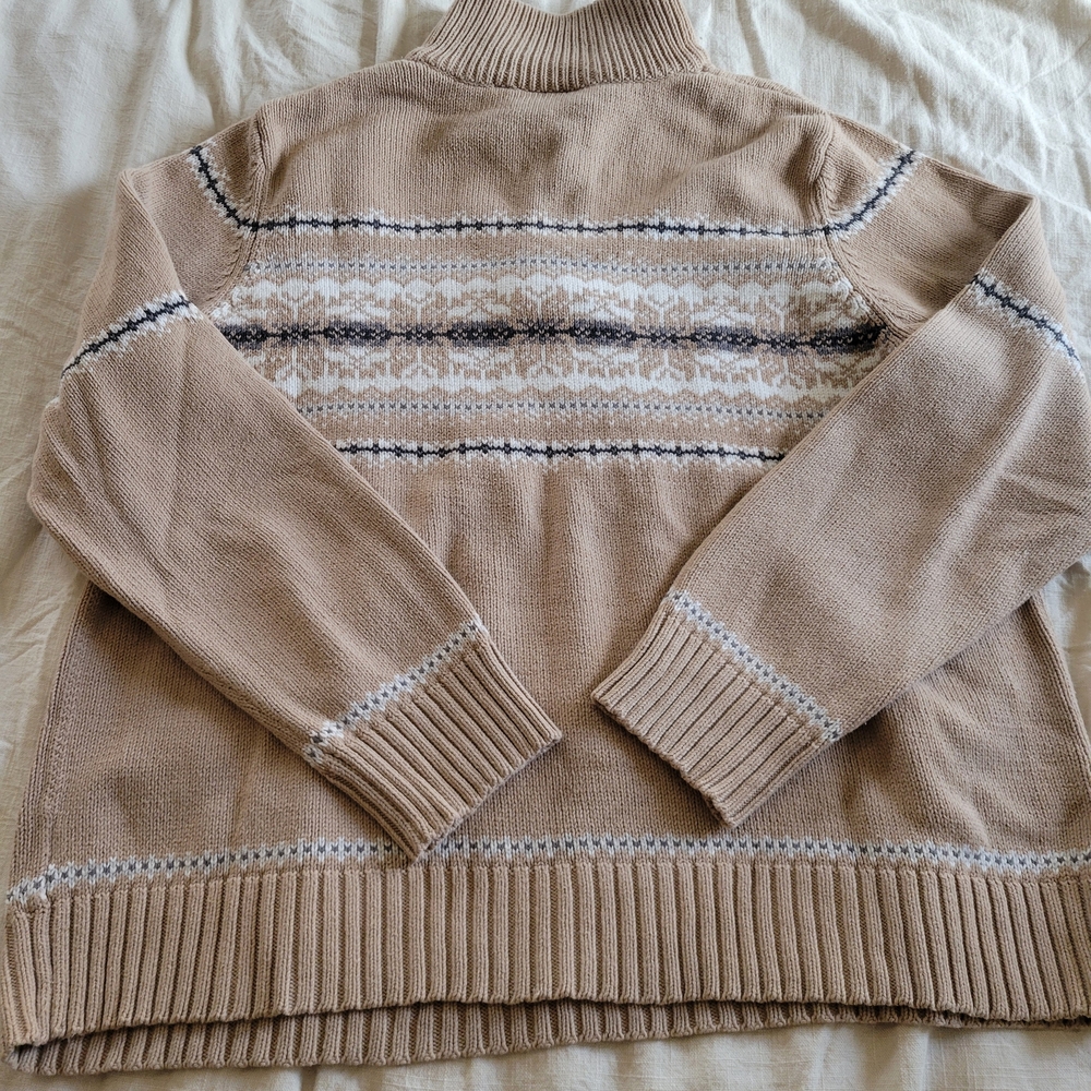Croft & Barrow Tan Patterned Zip-Up Sweater - Picture 6 of 10